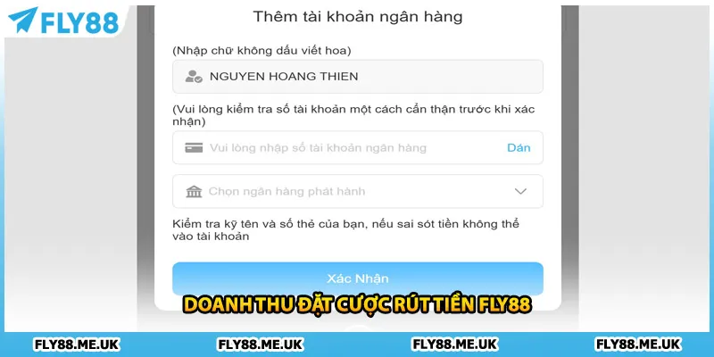 Doanh thu đặt cược rút tiền FLY88