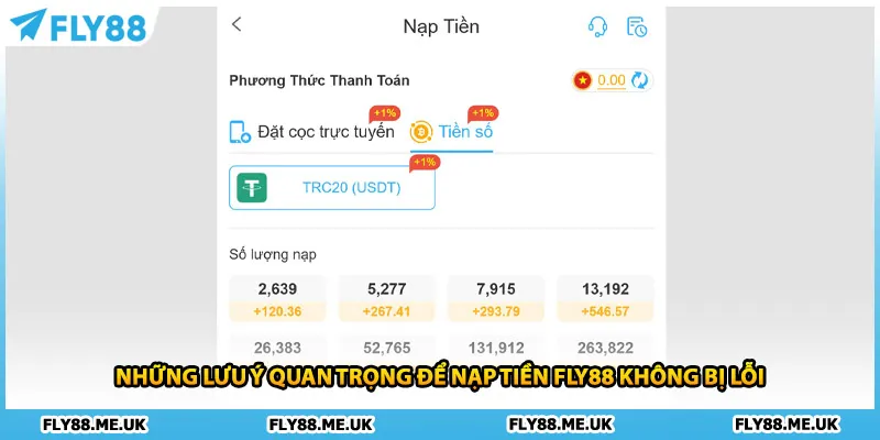 Những lưu ý quan trọng để nạp tiền FLY88 không bị lỗi